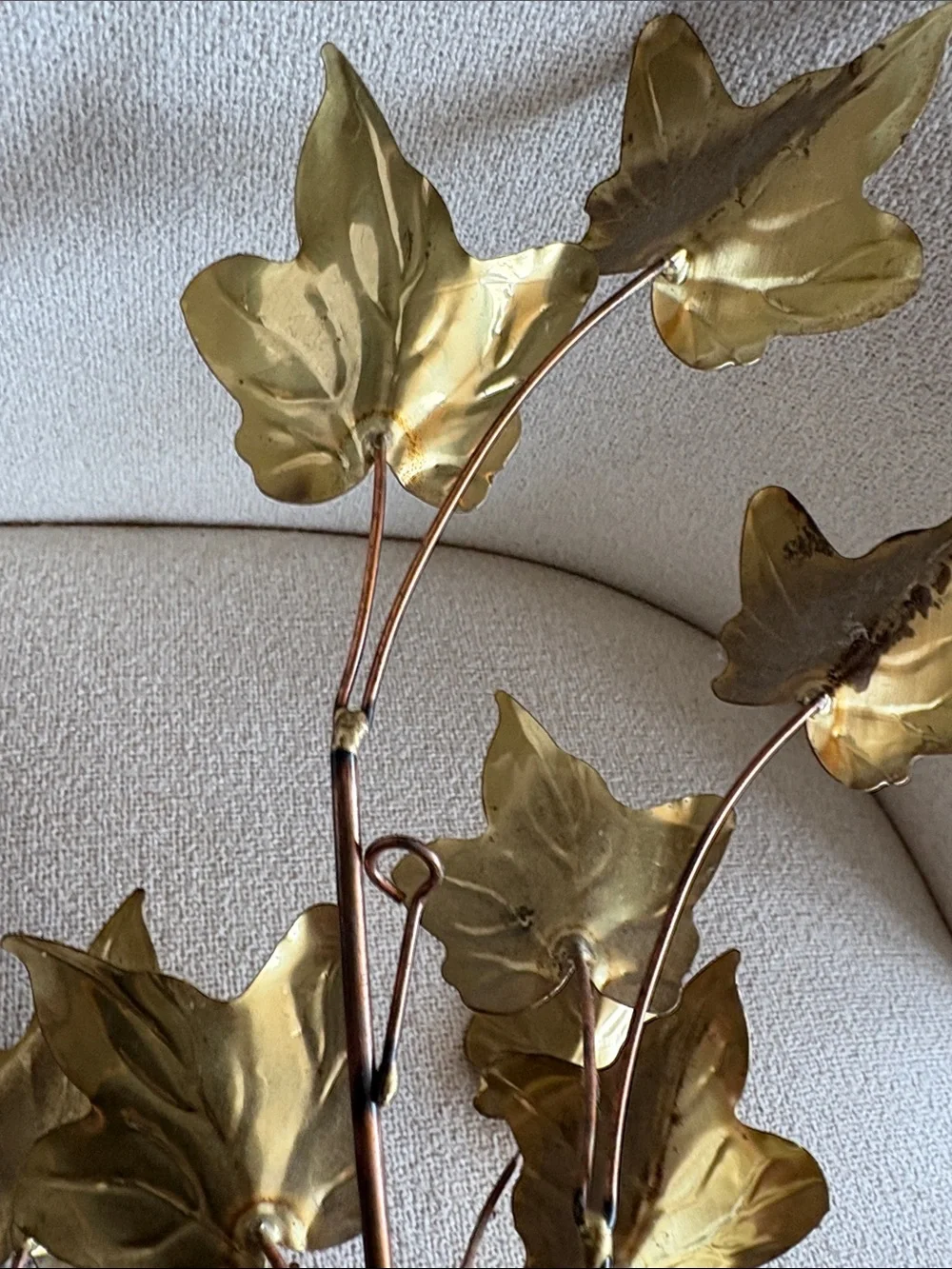 VTG 1970s Hollywood Regency brass ivy leaf metal